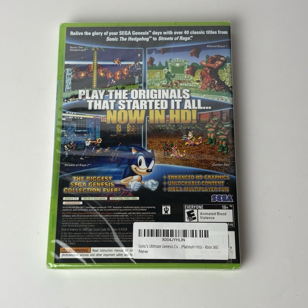 Sonic's Ultimate Genesis Collection (Microsoft Xbox 360, 2009) New Factory Seal - Picture 2 of 3